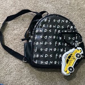 Friends backpack purse with taxi coin purse.